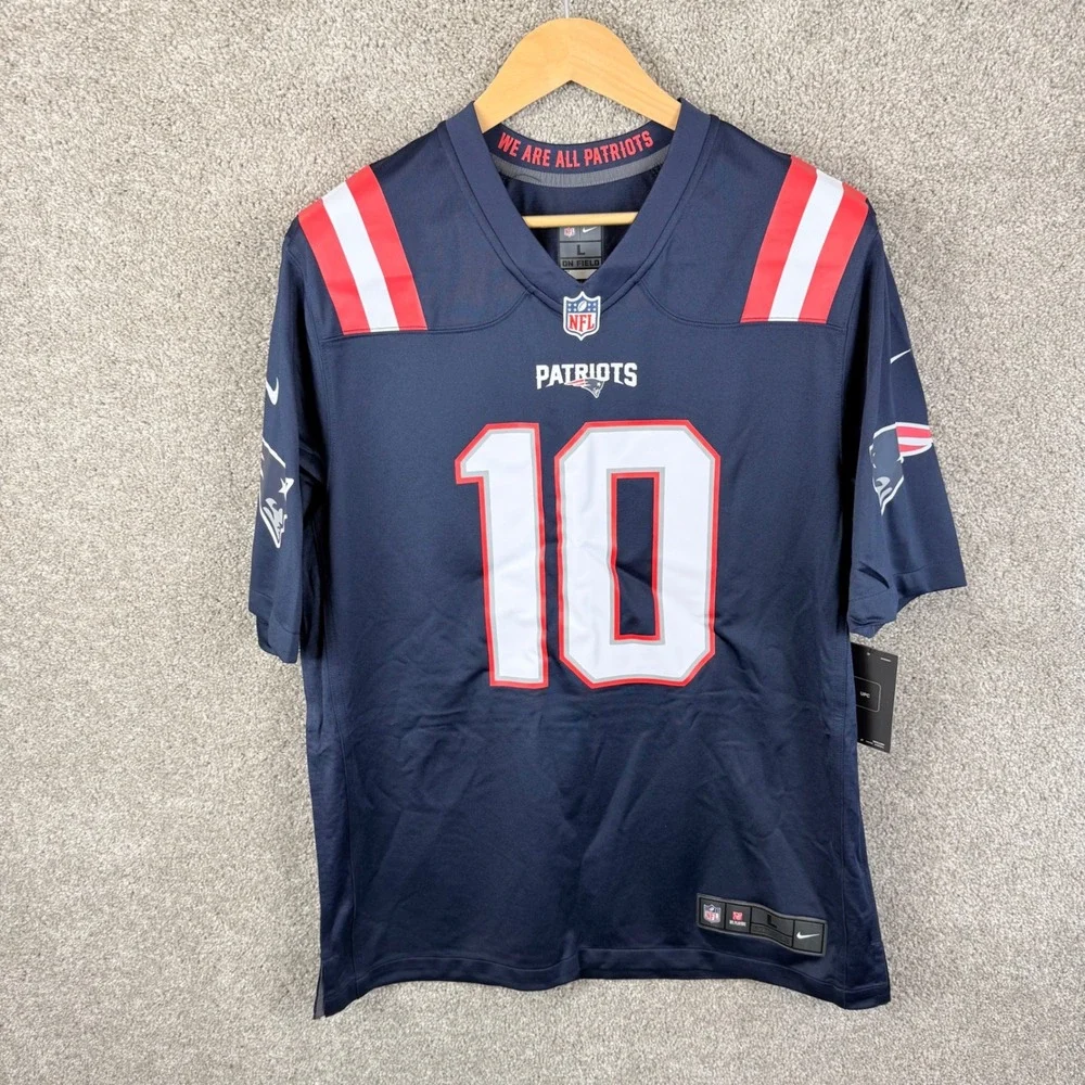 Nike Mac‎ Jones New England Patriots NFL Game Jersey Navy Blue 10 Mens Large NEW